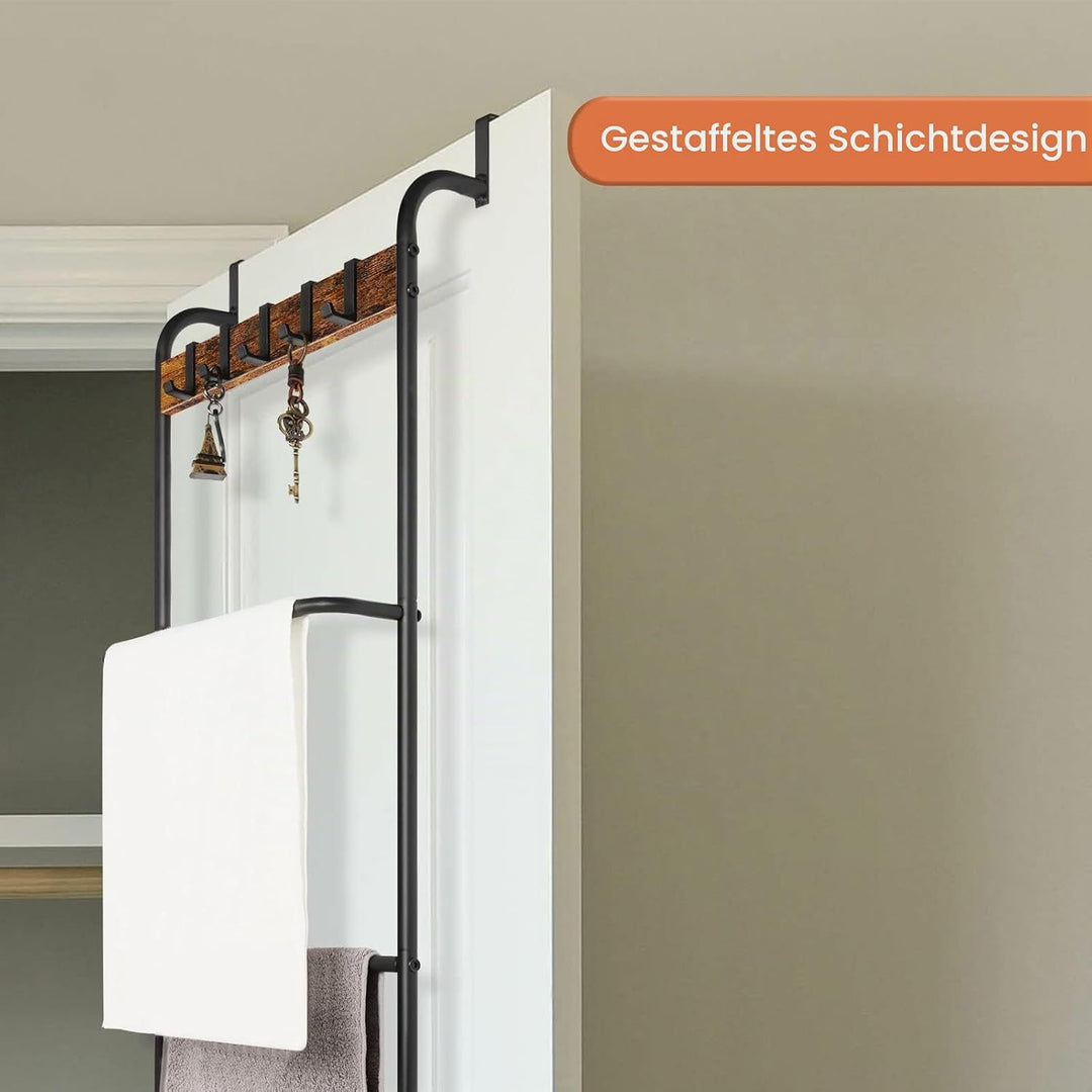 Tür-Handtuchhalter, Türhalter, Organizer, Badezimmer, Türregal für Handtücher (schwarz), Schwarz