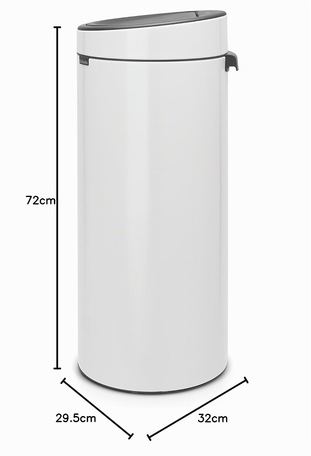 Brabantia Touch Bin New Mit Herausnehmbaren Kunststoffeinsatz, White, 30 Liter 30 Liter White, 30 Li
