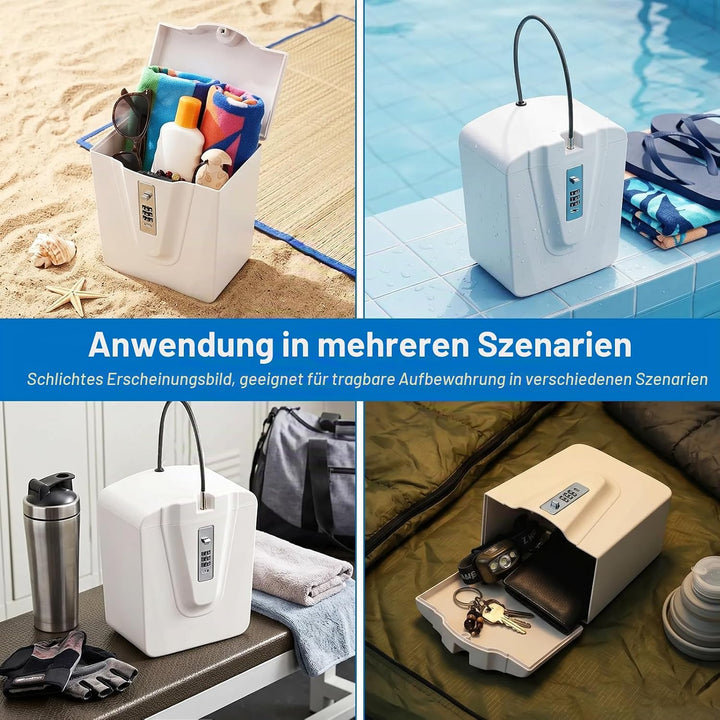Strandsafe zum Anketten, Tragbare Strandtresor mit Zahlen | Strandsafe zum Anketten, Tragbare Strand
