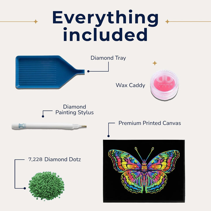 DIAMOND DOTZ 2594366 Original 5D Diamond Painting Set, Neon Schmetterling, mit Neonfarben und Samt,