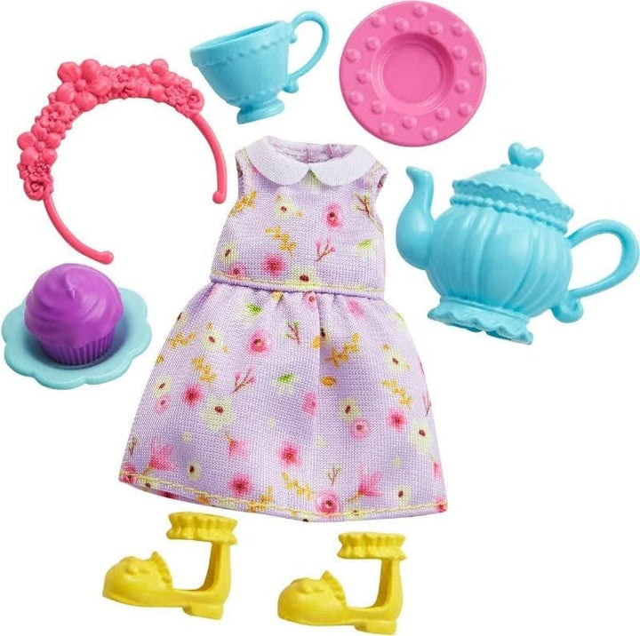 Barbie Chelsea Pack Accessoires HHM59 Ärmelloses Kleid + Schuhe und Zubehör für Tee