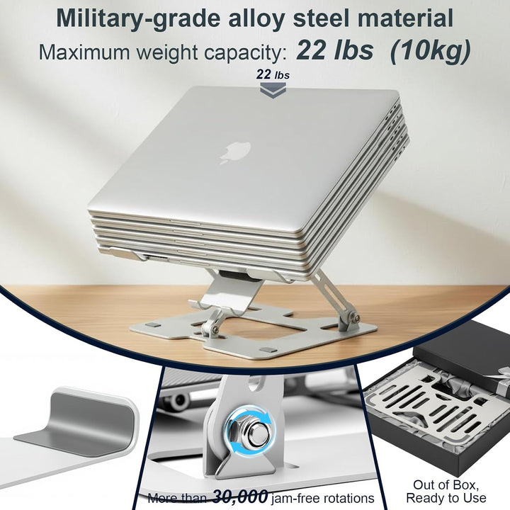 Laptopständer aus legiertem Stahl, ergonomisch (Silber) Silbern, Silbern