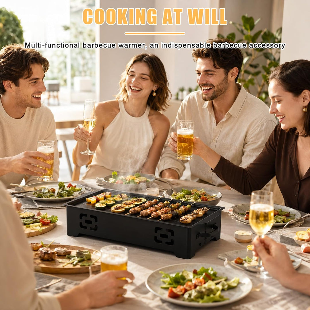 BBQ Warmhalteplatte Speisenwärmer Warmhalteplatte 3 Teelichthalter