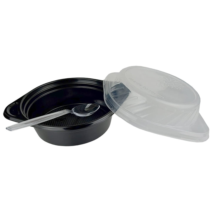 Gastro-Bedarf-Gutheil 120 Mehrweg Suppenschalen mit Deckel und Löffel 500ml Fassungsvermögen Mikrowe