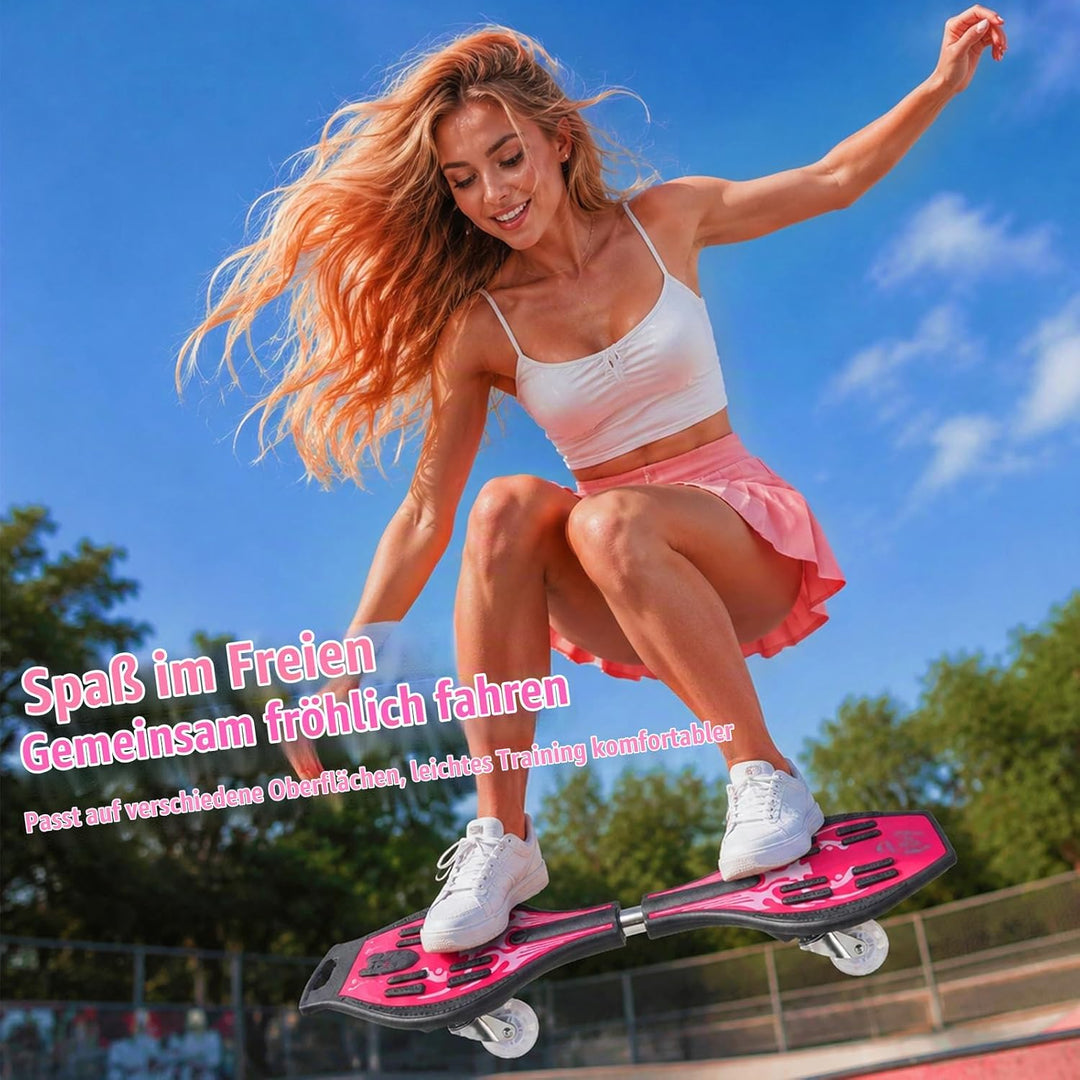 Waveboard Snakeboard Kinder LED Rollen, Caster Board | Anti-Rutsch-Oberfläche, 180° Drehung, leicht
