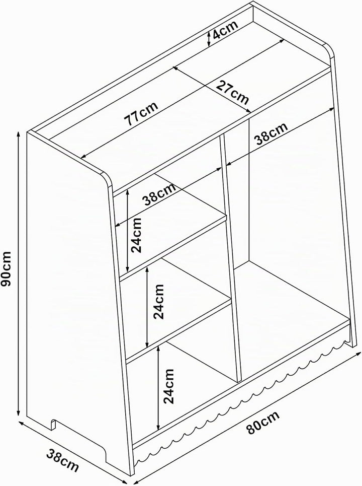 [en.casa] Kindergarderobe stehend Vestnes Kinder Kleiderschrank mit Kleiderstange 90 x 80 x 38 cm Kl