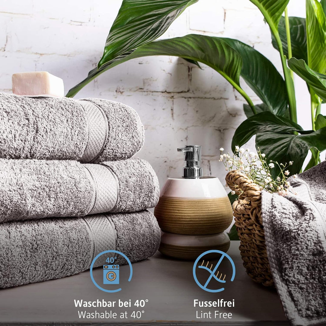 Komfortec 8er Handtücher 50x100 cm Set aus 100% Baumwolle, 470g/m², Frottee, Weich, Silber 8x Handtü