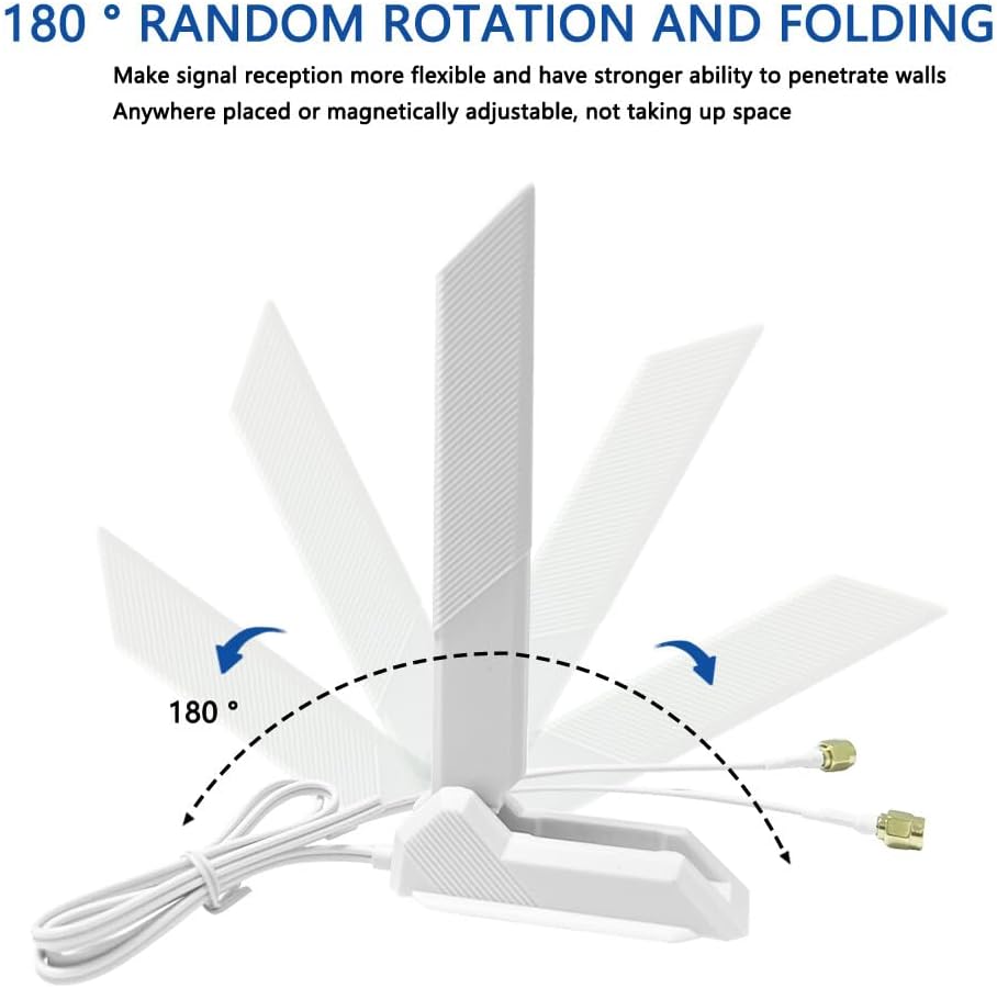 JINTAI High Gain 9dBi Tri-Band WiFi 6E Antenne mit Magnetfuss für ASUS für PC Desktop Computer - Omn