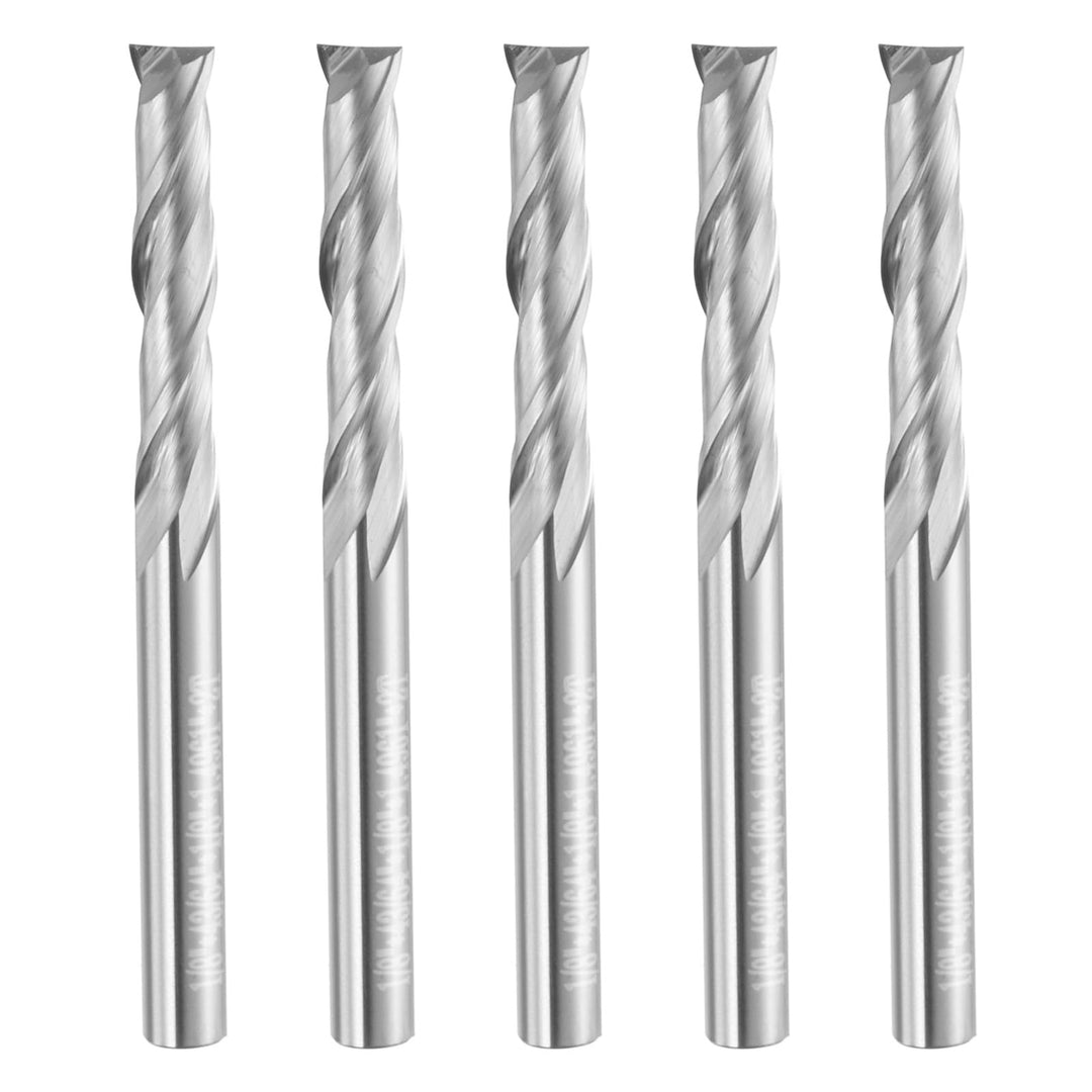 QUARKZMAN 5 Stück Schaftfräser 1/8", Wolframstahl Spiralnutfräser, 2 Flöte CNC Fräser, Silberbeschic