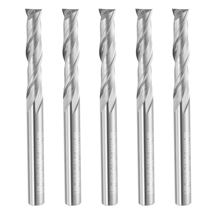 QUARKZMAN 5 Stück Schaftfräser 1/8", Wolframstahl Spiralnutfräser, 2 Flöte CNC Fräser, Silberbeschic