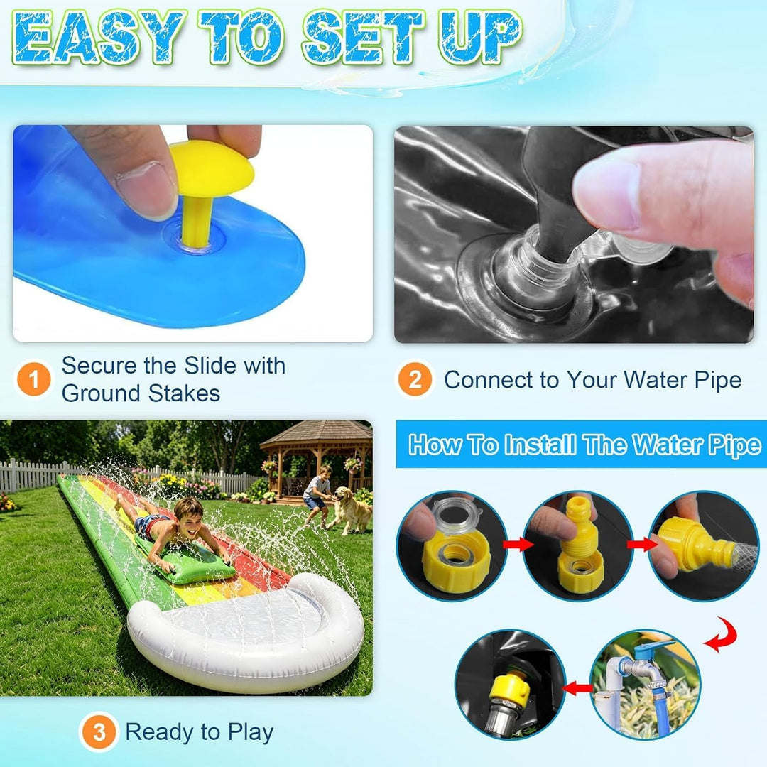 Wasserrutsche Garten für Kinder,Wasserrutschmatte mit Eingebautem Sprinkler