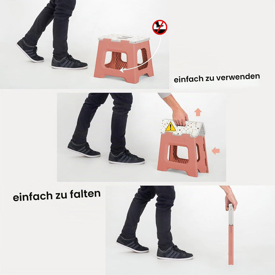 Vigar Kompakte Tritthocker Klappbar für Erwachsene, 27 cm, Klapphocker Faltbar 150 kg rutschfest, Le