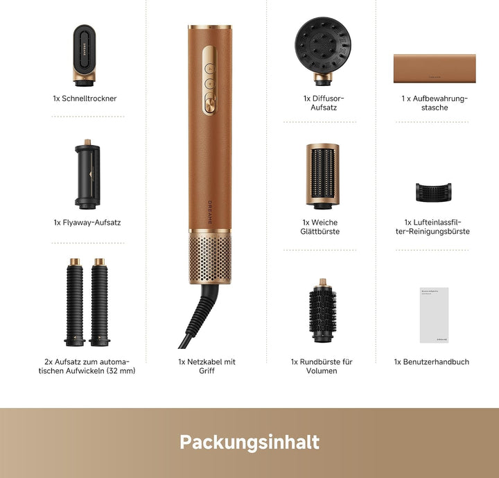 dreame AirStyle Pro 2, 7-in-1-Hairstyler, Schnelltrocknend, 2 Lockenaufsätze, Volumen für das Haar,