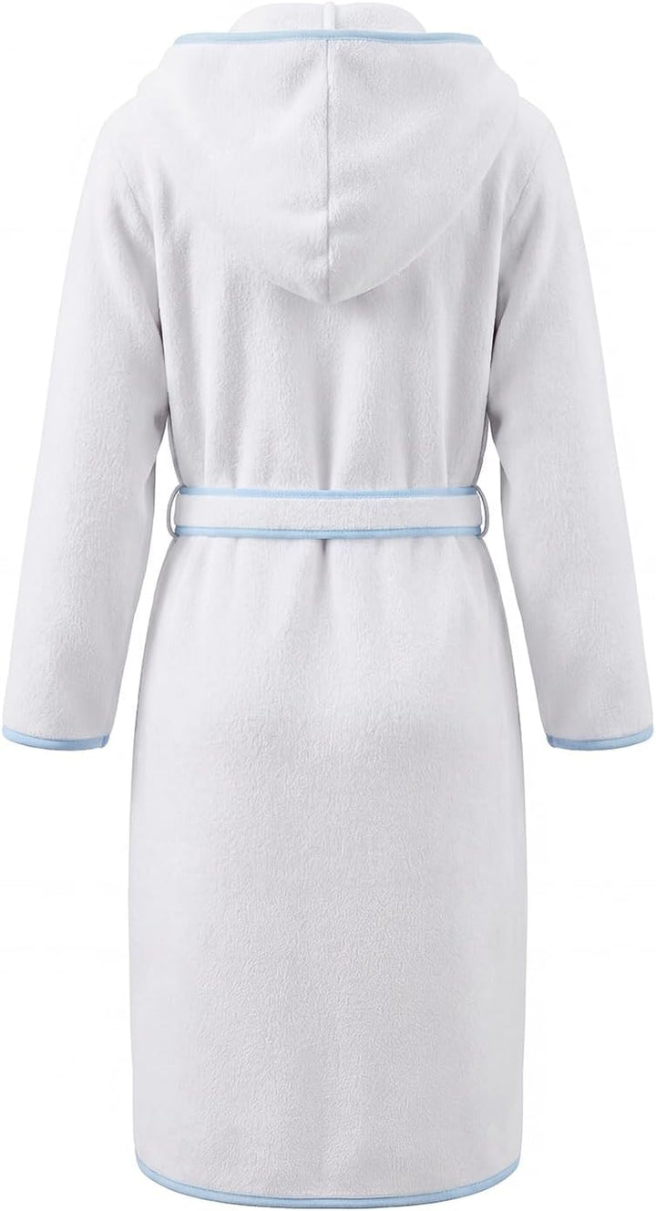 JiAmy Kinder Bademantel mit Kapuze Coral Fleece Leicht Morgenmantel mit Kontrastband Weich Saugfähig