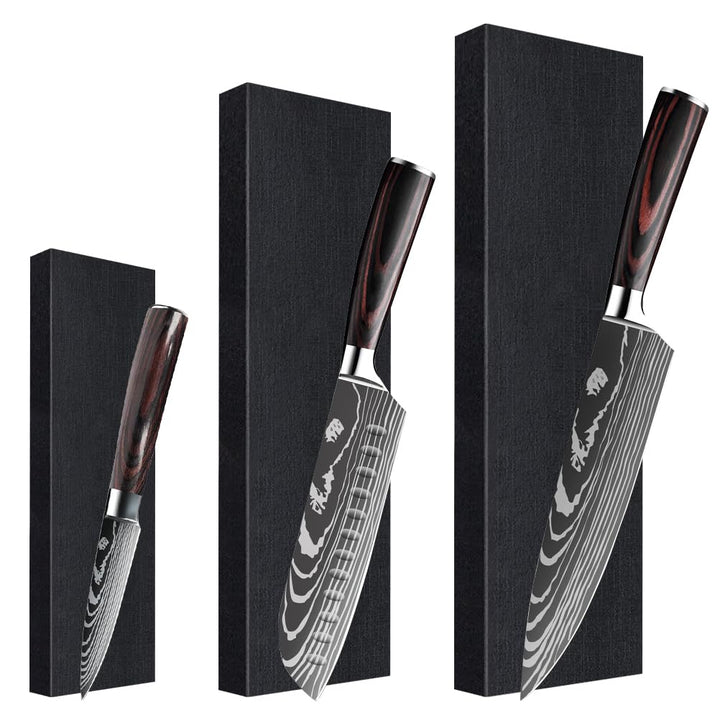 KEPEAK 3-tlg Küchenmesser Set: Küchen Messerset -Scharf Küche Messer Set - Kitchen Knife Set mit Koc