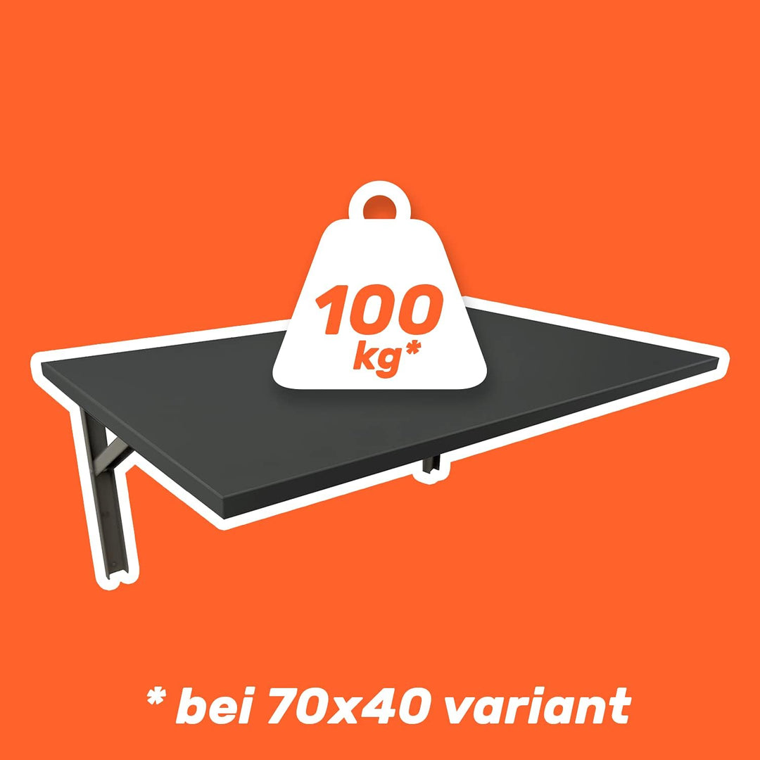 Mikon 70x40 | Wandklapptisch mit abgerundete Ecken Klapptisch Wandtisch Küchentisch Schreibtisch Kin