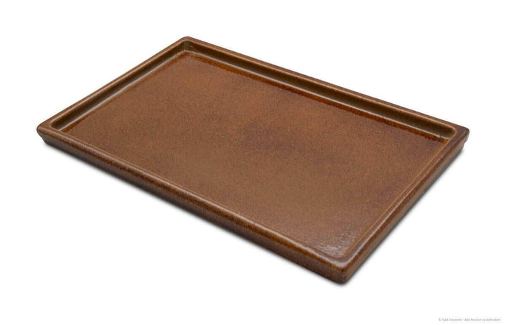 K&amp;K Keramik Unterschale für Bonsaischale 30x18 cm, braun-glänzend, Braun-glänzend