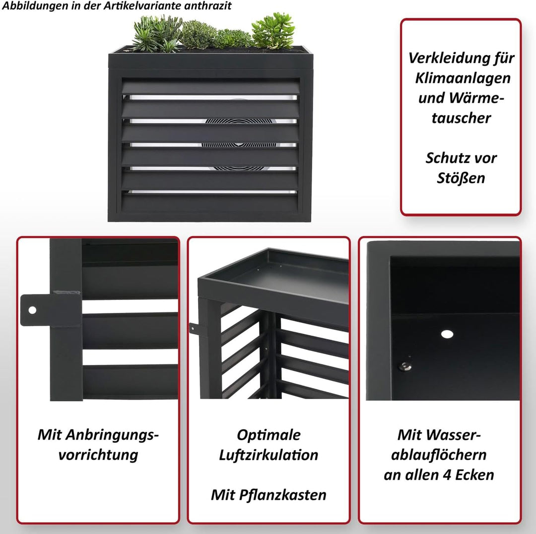 Mendler Verkleidung für Klimaanlage/Wärmepumpe HWC-O43, Abdeckung Schutzgitter Pflanzkasten, Metall