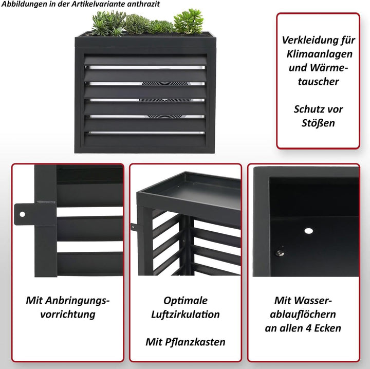 Mendler Verkleidung für Klimaanlage/Wärmepumpe HWC-O43, Abdeckung Schutzgitter Pflanzkasten, Metall