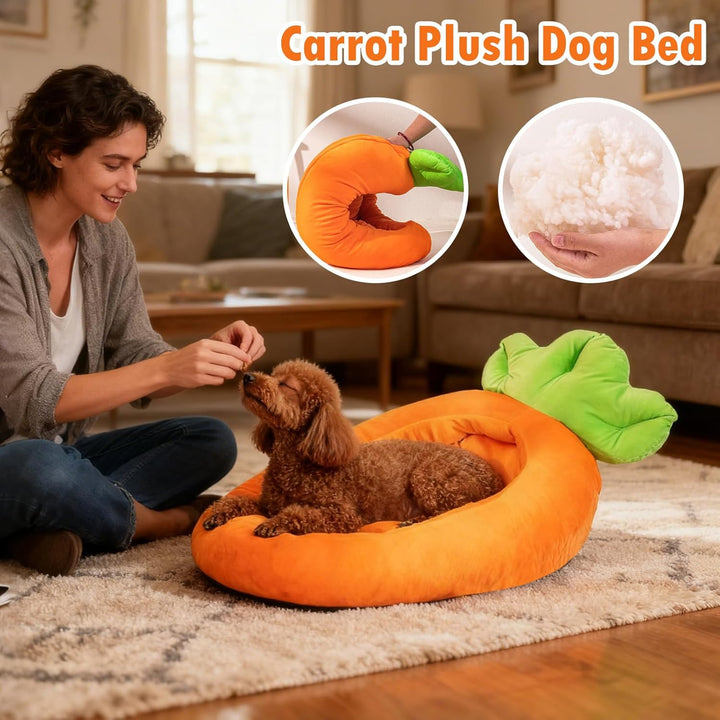 Soft Animal Nest, Carrot-Shaped Cat Bed, Plush Sleeping Pad with Comfortable Cushion Feature, Pet Ac