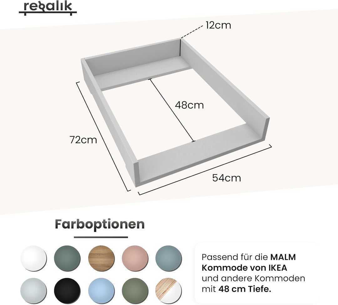 Wickelaufsatz für Malm von IKEA, Wickeltischaufsatz für 48 cm Kommoden, Abnehmbar Wickelkommode aufs