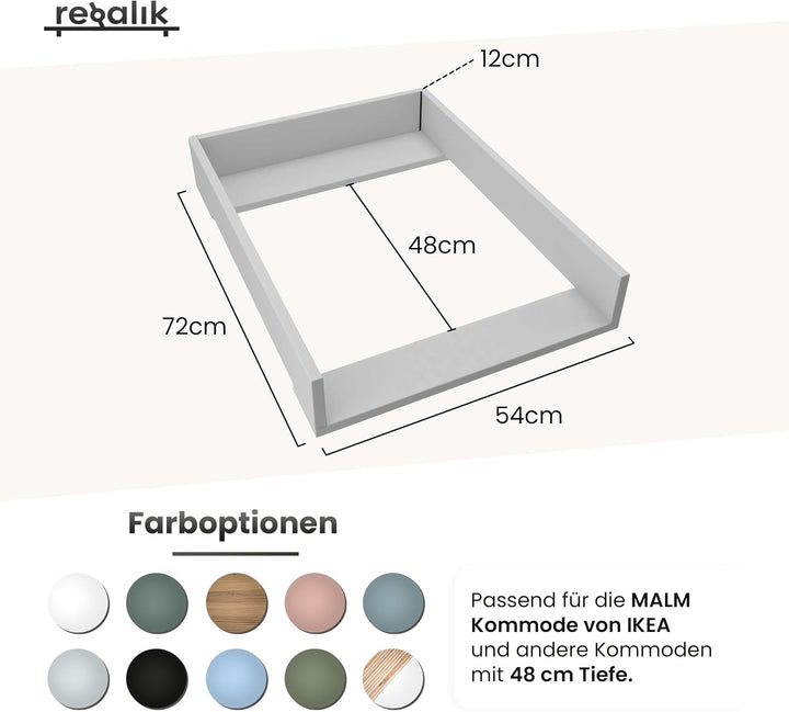 Wickelaufsatz für Malm von IKEA, Wickeltischaufsatz für 48 cm Kommoden, Abnehmbar Wickelkommode aufs