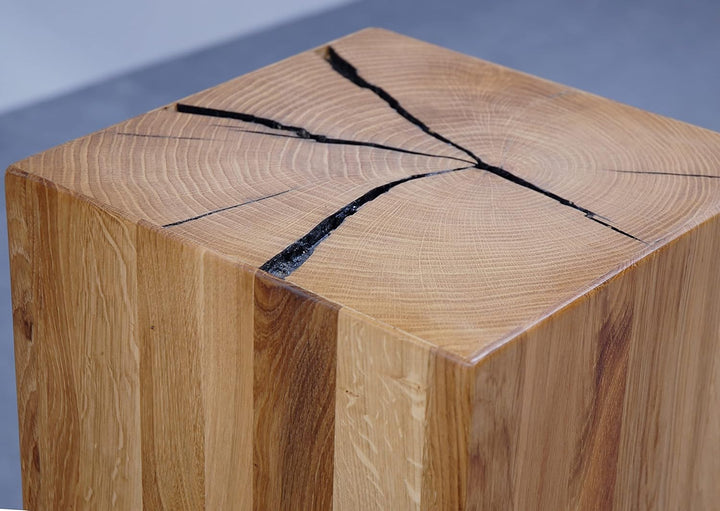 Holzhocker Eiche massiv geölt (BxHxT 30x46x30 cm) Hocker, Stuhl
