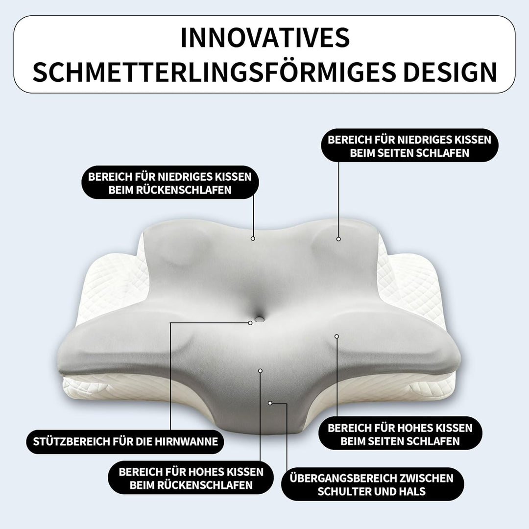 Ergonomisches Memory Foam Nackenkissen – Orthopädisches Kopfkissen mit Abnehmbarem Bezug, Perfekt fü