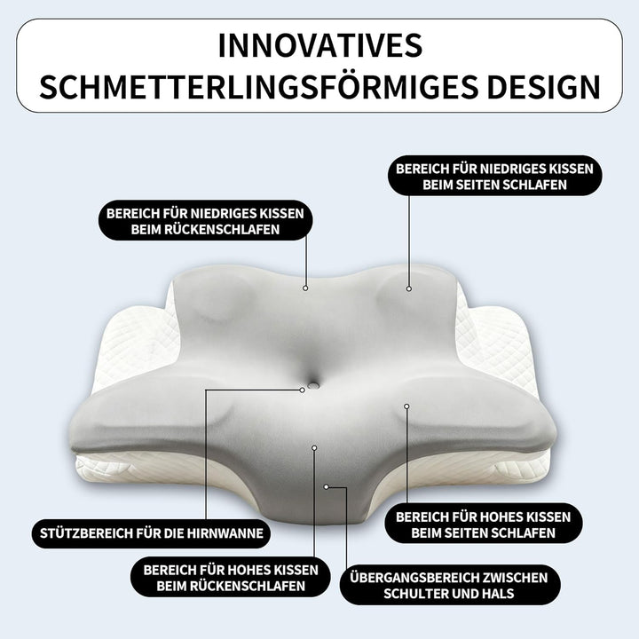 Ergonomisches Memory Foam Nackenkissen – Orthopädisches Kopfkissen mit Abnehmbarem Bezug, Perfekt fü