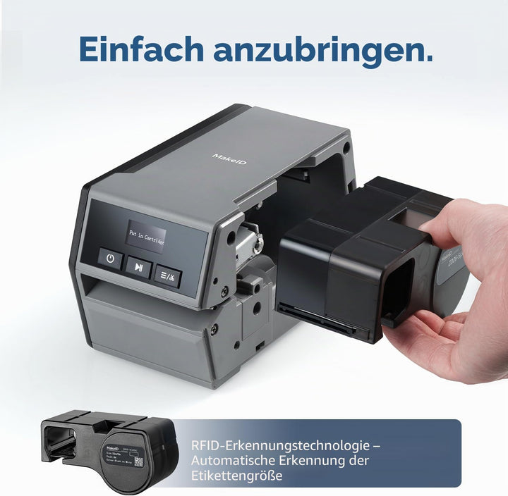 MakeID Flaggenetiketten aus Polypropylen (PP) für Industrie-Etikettendrucker D50 – Schwarz auf Weiss