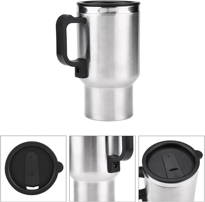 12V 450ml Reise Heizbecher, elektrischer Kaffeebecher aus Edelstahl im Auto