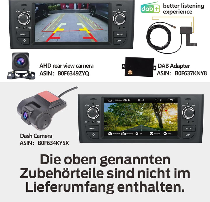 Linux Autoradio Blitzstart für FIAT Punto 2005-2009/Linea 2007-2011 | Plug &amp; Play | Wireless CarPlay