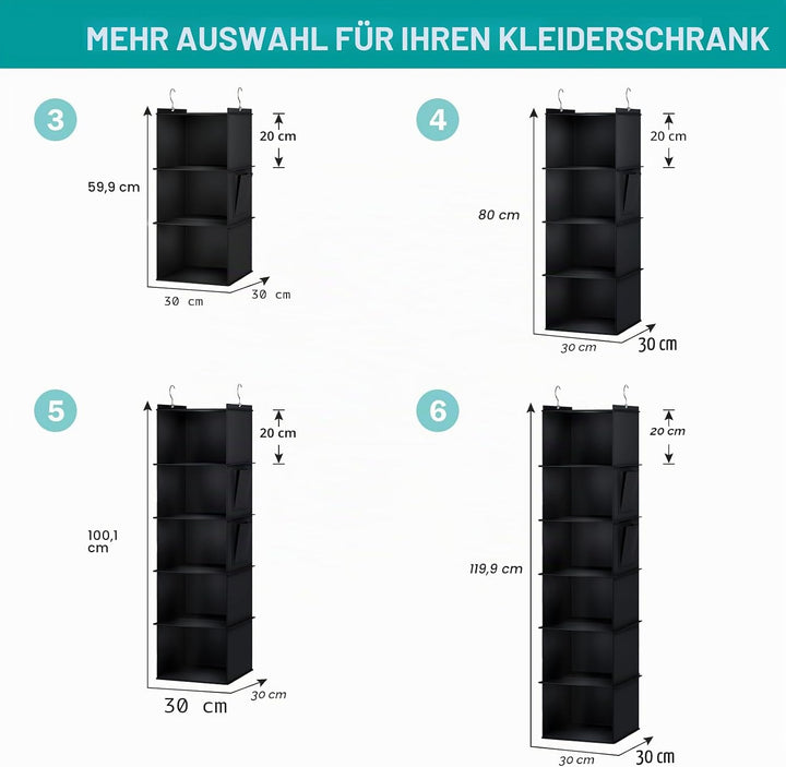 YOUDENOVA Hängeregal, Kleiderschrank-Organizer, Hängeaufbewahrung mit Bambus-Stöcke und MDF-Platten