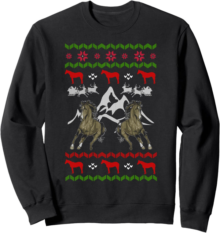 Ugly Christmas Weihnachtsfeier Pferde Motiv Sweatshirt