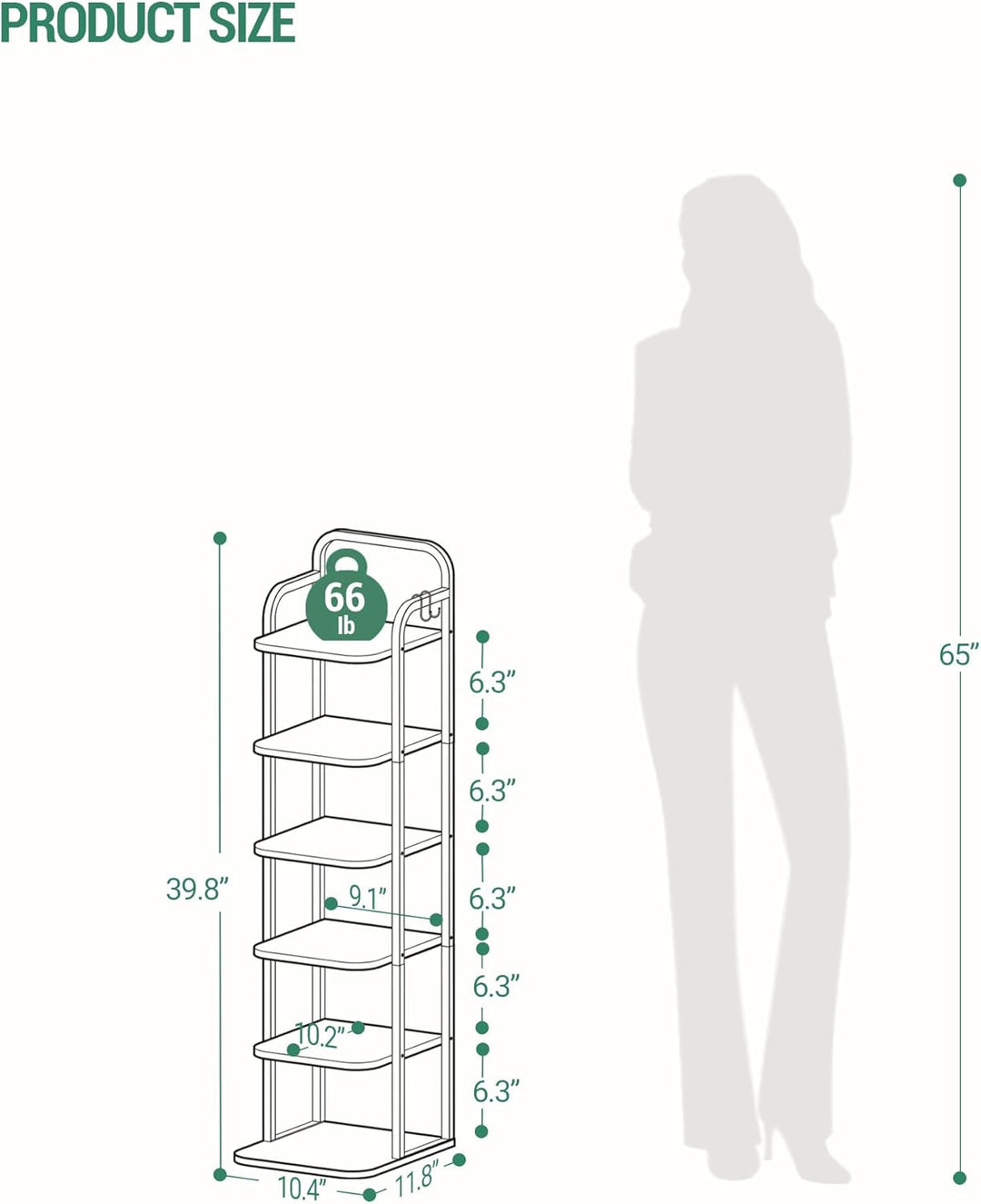 Hzuaneri Vertikales Schuhregal, 6-Stöckige Schuhregale, Schuhturm für Kleine Räume, Freistehend, Ver