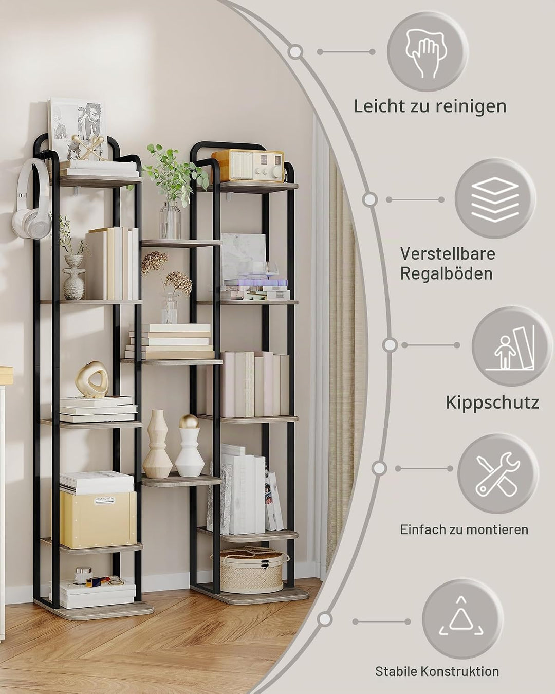 Hzuaneri Vertikales Schuhregal, 8-Stöckige Schuhregale, Schuhturm für kleine Räume, freistehend, Ver