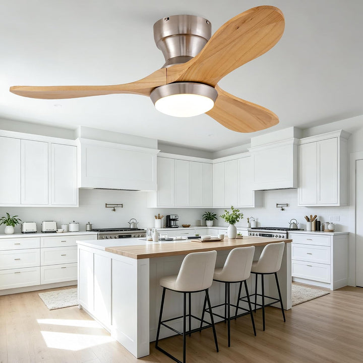 Deckenventilator 36 Zoll 3 Holzflügel flach 6 Stufen reversibel leise