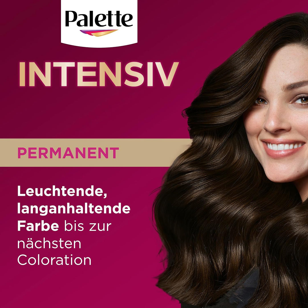 Palette Intensiv Creme Coloration 4-0/800 Dunkelbraun (4 x 115 ml), permanente Haarfarbe für leuchte