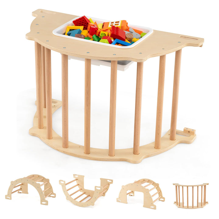 DREAMADE Montessori Kletterbogen, Bogenwippe mit abnehmbarem &amp; faltbarem Aufbewahrungsbehälter, Klet