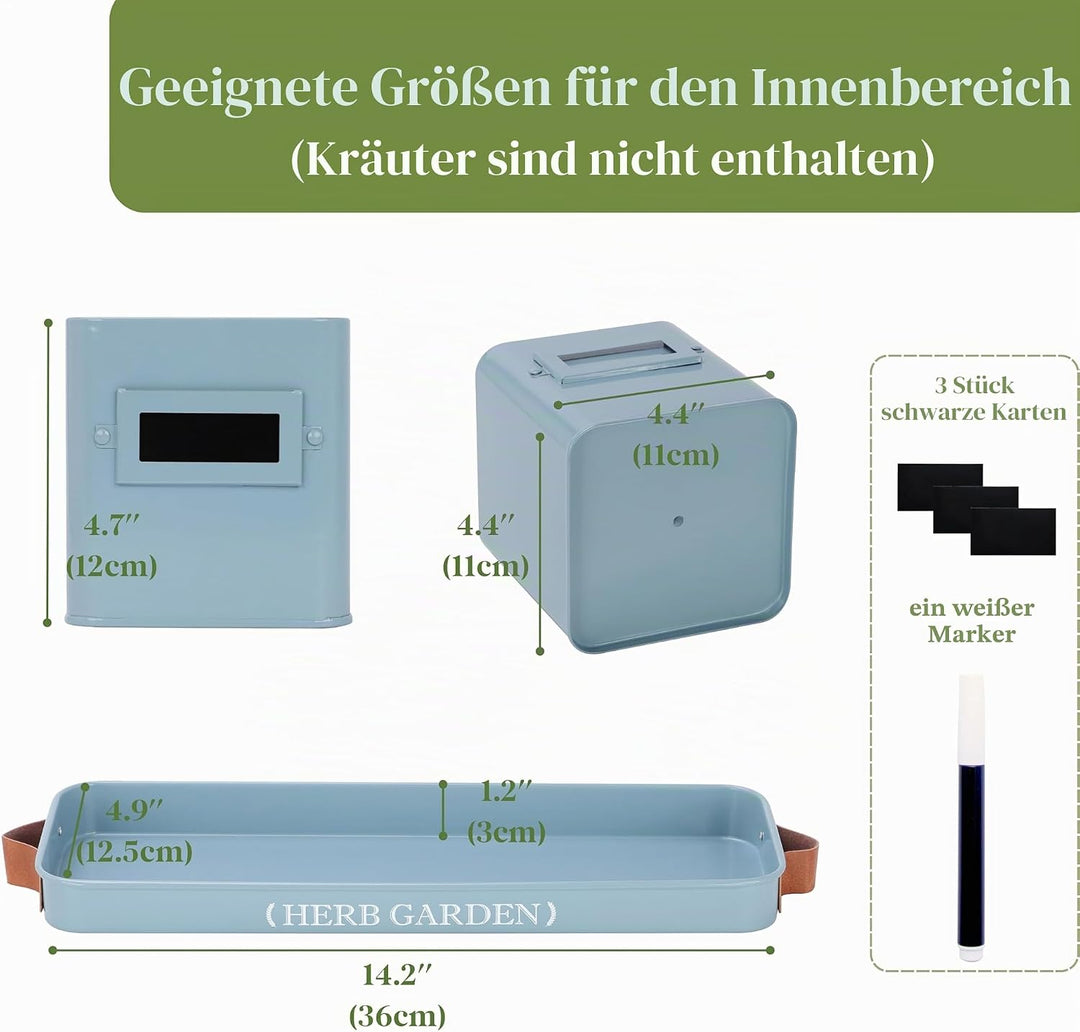 PERFNIQUE Kräutergarten für den Innenbereich, Kräutergarten-Pflanzgefäss-Set mit Tablett, Bauernhaus