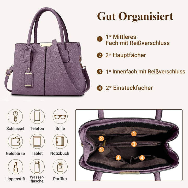 DIRRONA Elegant Damen Handtasche Schultertasche Gross Kapazität Umhängetasche Beiläufig Reise Tasche