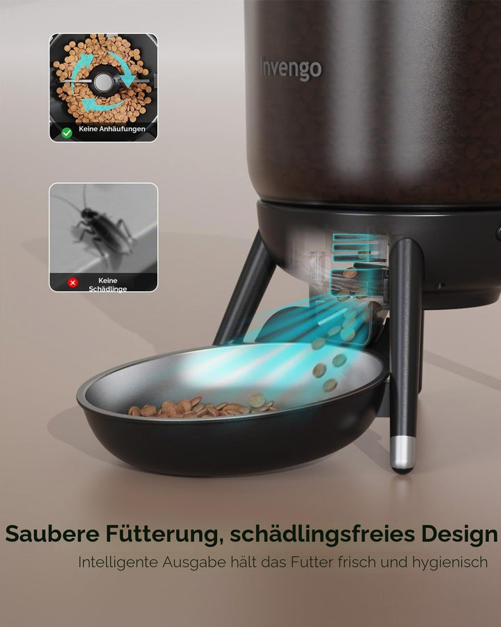 Katzenfutter Automat, Futterautomat Katze mit Zeitsteuerung, 3L Trichter, Doppelstromversorgung, Tro