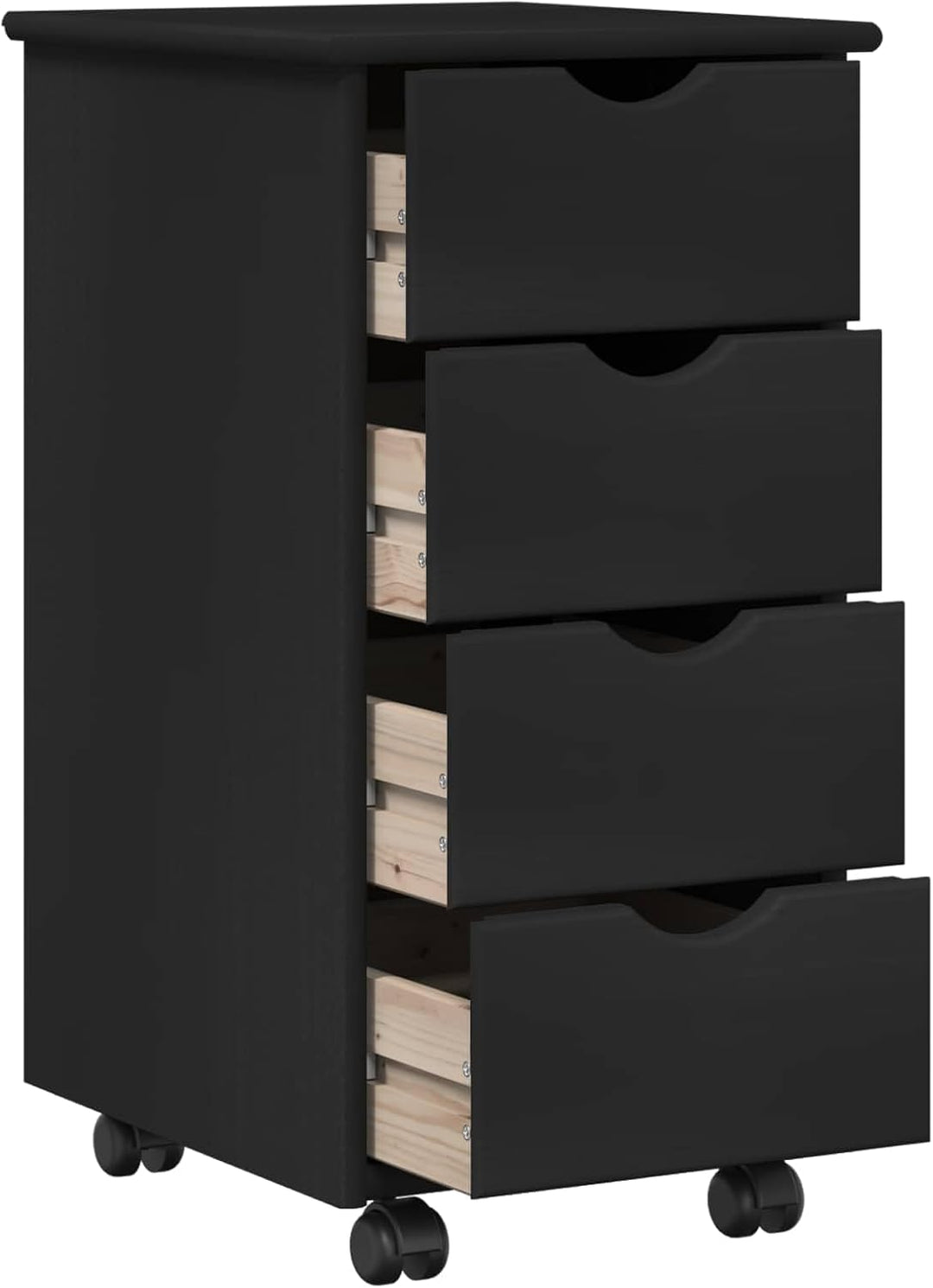 vidaXL Rollschrank 34 x 39 x 65,5 cm Massivholz Kiefer Schwarz, Schwarz