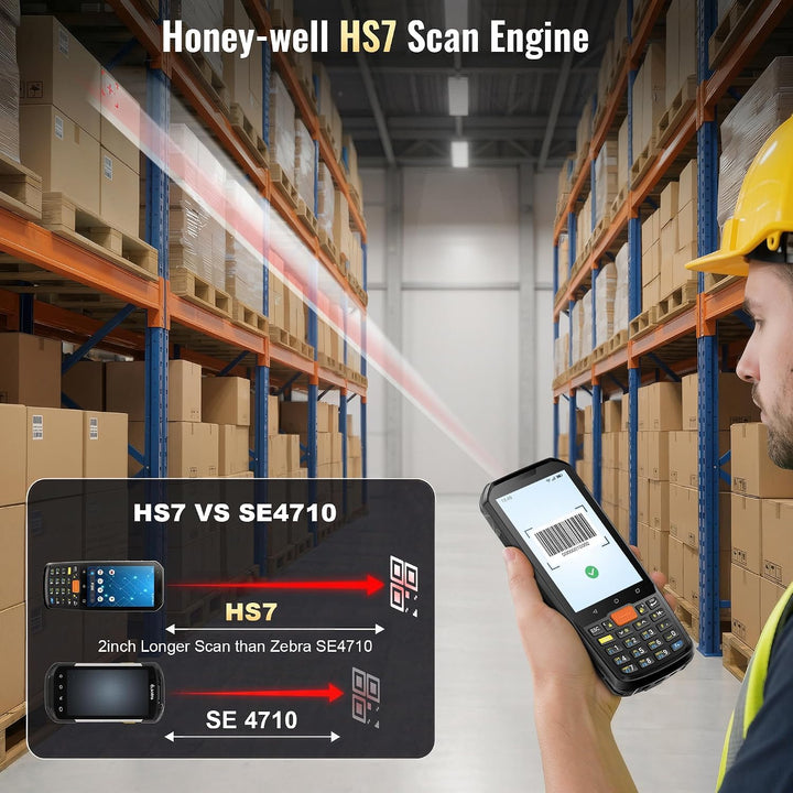 Tera Android 13 PDA Barcode Scanner: MTK Octa-Core 2.0GHz Honeywell HS7 4G + 64GB 4" 800×480 Display