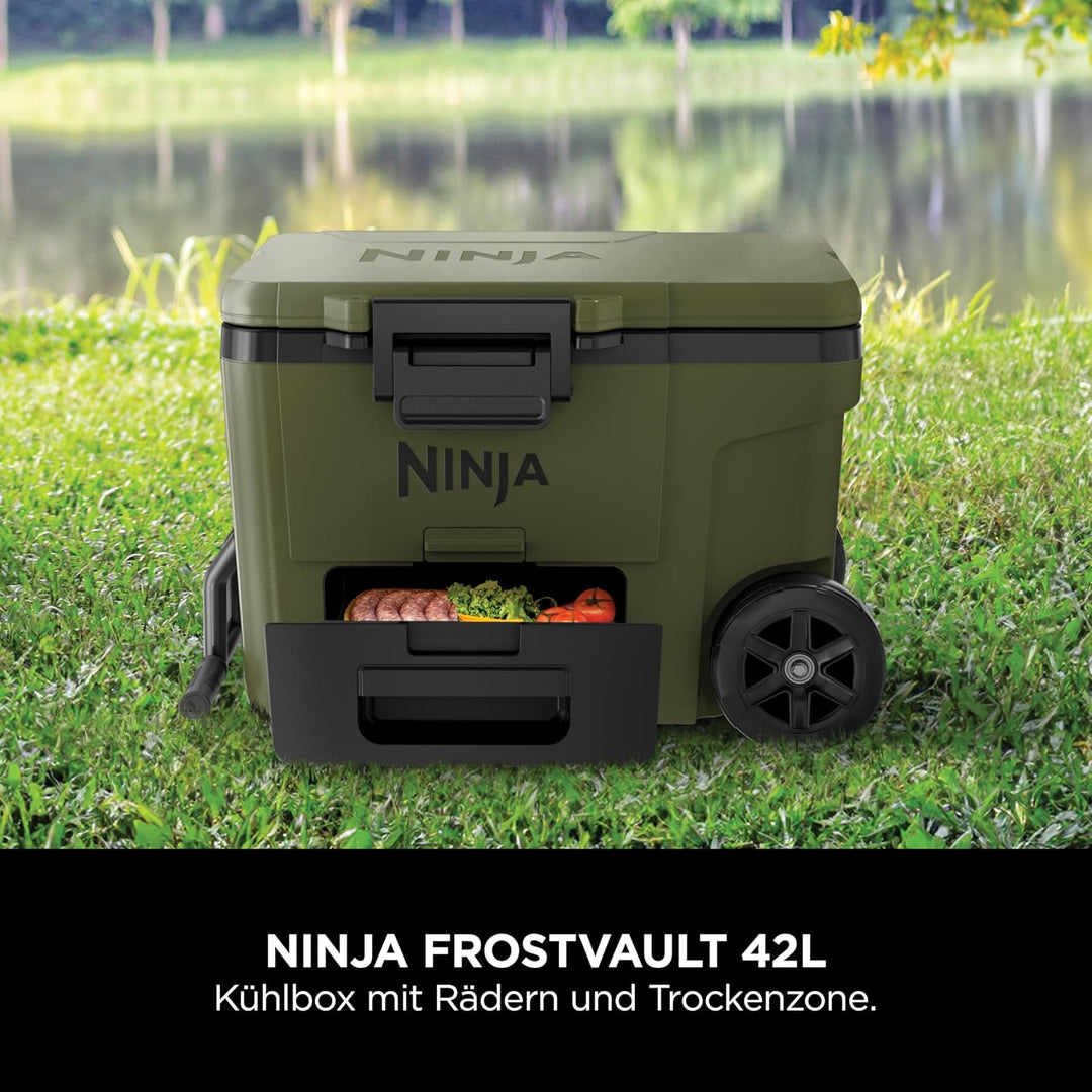 Ninja FrostVault Kühlbox mit Rollen und Isolierung, mit Ninja Thirti Flasche &amp; Kühlakku, integrierte