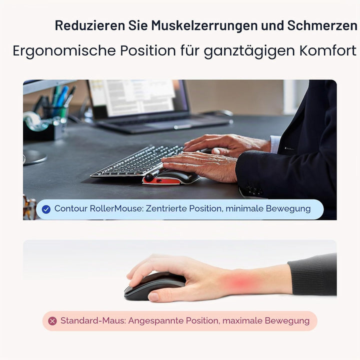 Contour Rollermouse Re:d Ergonomie Design 8 Maus Silber/schwarz/rot RED, Kabelgebunden, RED, Kabelge
