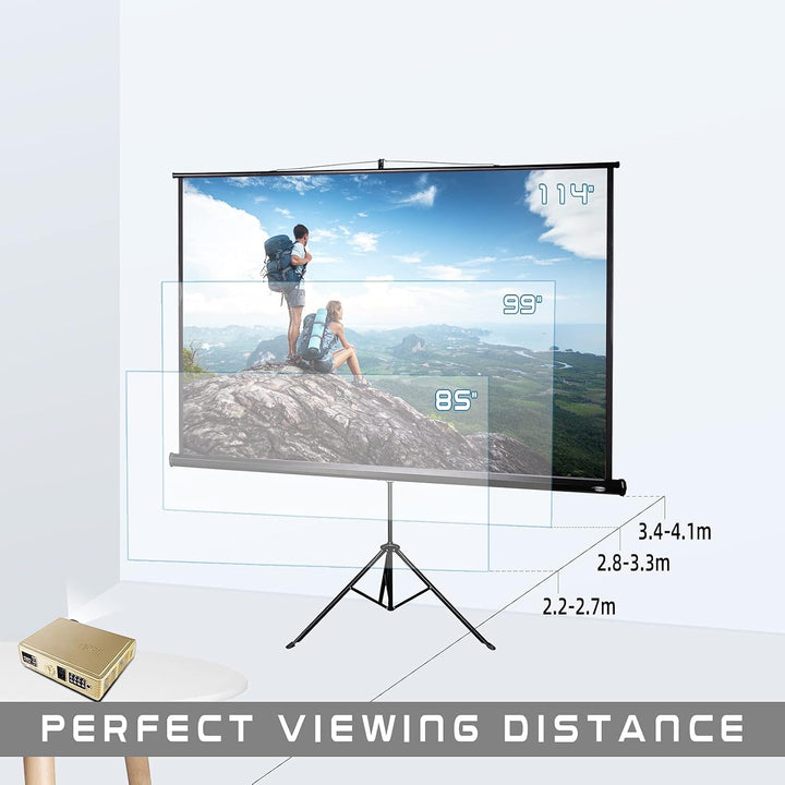CCLIFE Beamer Leinwand mit Stativ Inklusiv Montagematerial 85 Rolloleinwand mit Stativ 152x152cm, 85