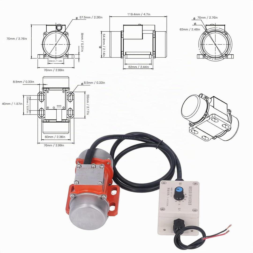 Sorandy 30W 4000U/min DC 12V/24V Betonrüttler Vibrationsmotor, IP65 Wasserdicht 50Hz Bürstenlos Elek