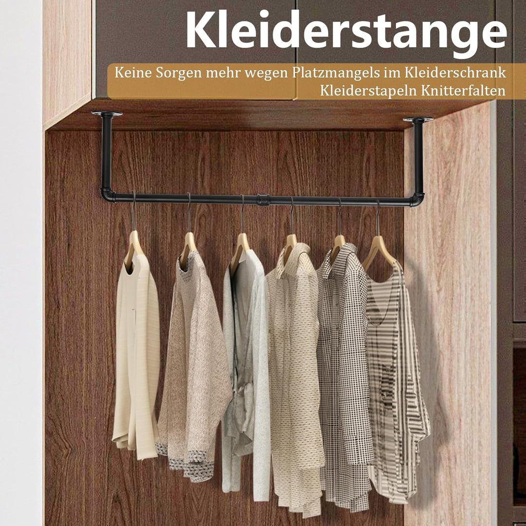 Gimisgu Kleiderstange Wandmontage Garderobenstangen 6er Set 92cm Robuste Kleiderständer 65 kg belast