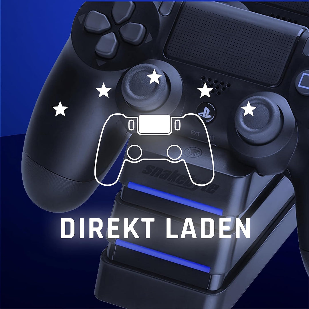 snakebyte PS4 TWIN:CHARGE 4 – schwarz – Ladestation für PlayStation 4/ PS4 Slim / PS4 Pro Dualshock